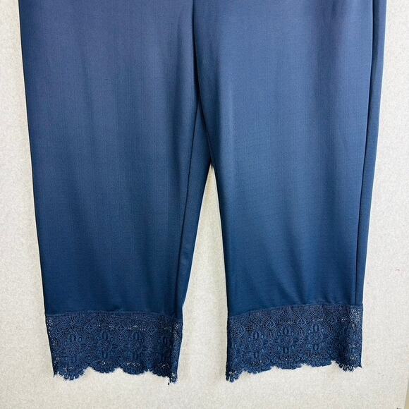 Isaac Mizrahi Live Womans 4XT Tall Plus Pants Pull On Wide Leg Blue Stretch Lace - Picture 3 of 10